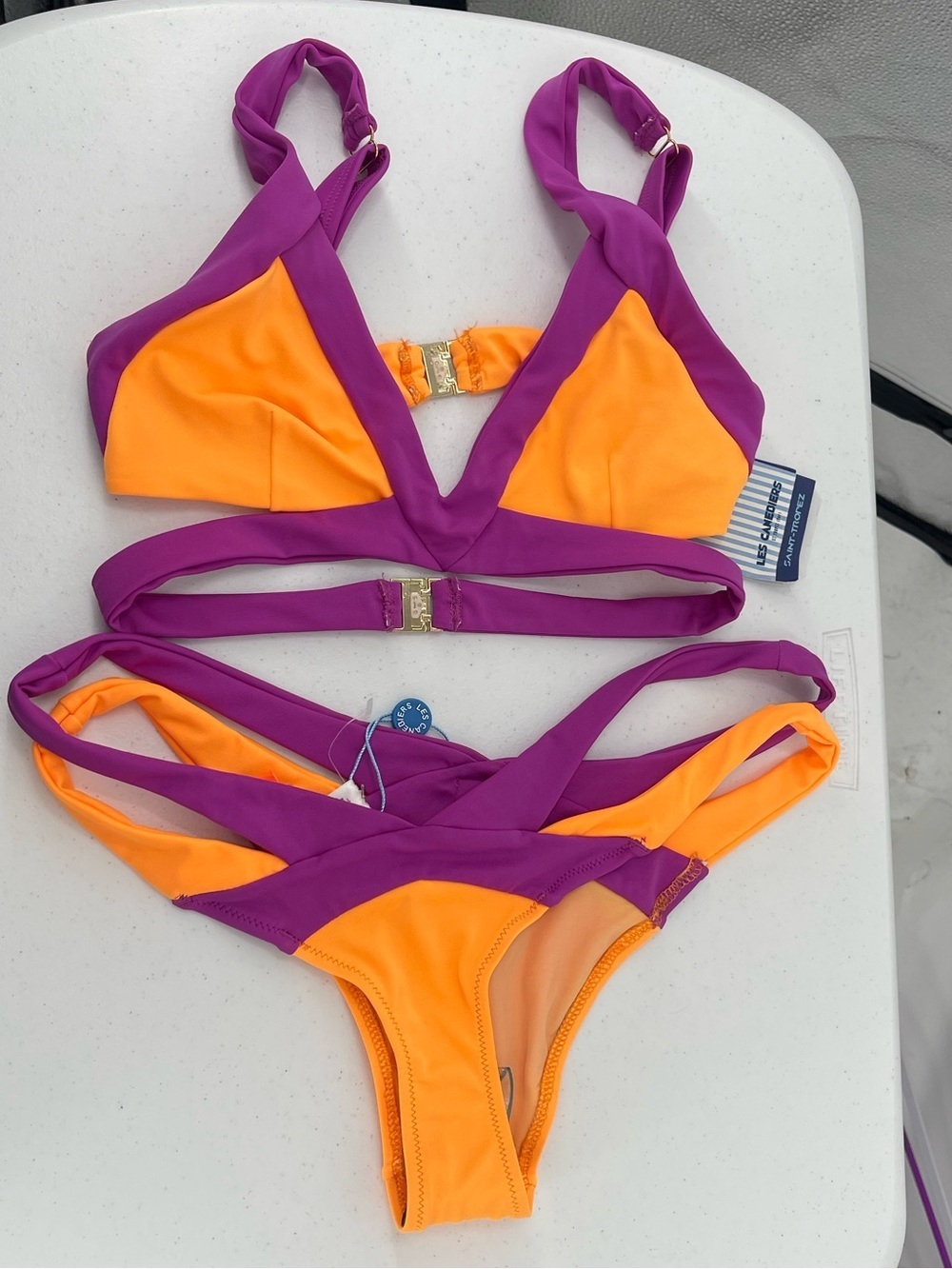 Les Canebiers NWT purple orange 2 piece swimsuit bikini